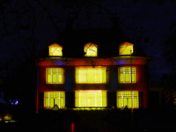 Light show `Parklaan Flashback` on the Villa Wijers building at the Parklaan street during the GLOW festival, by night