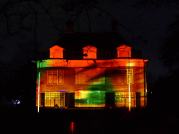 Light show `Parklaan Flashback` on the Villa Wijers building at the Parklaan street during the GLOW festival, by night