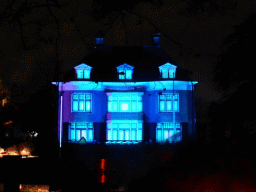 Light show `Parklaan Flashback` on the Villa Wijers building at the Parklaan street during the GLOW festival, by night