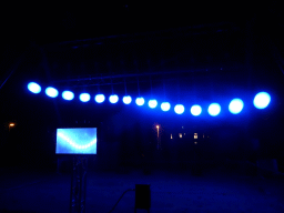 Light sculpture `Large Pendulum Wave` at the street at the southeast side of the railway station during the GLOW festival, by night