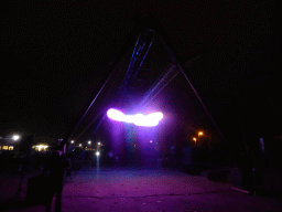 Light sculpture `Large Pendulum Wave` at the street at the southeast side of the railway station during the GLOW festival, by night