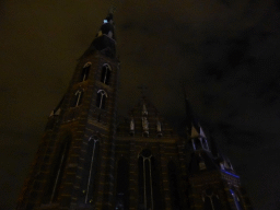 Facade of the Augustijnenkerk church at the Tramstraat street during the GLOW festival, by night