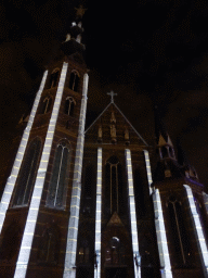 Facade of the Augustijnenkerk church at the Tramstraat street during the GLOW festival, by night