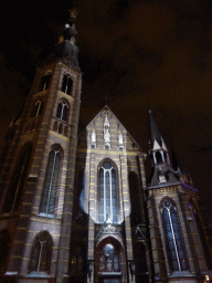 Facade of the Augustijnenkerk church at the Tramstraat street during the GLOW festival, by night