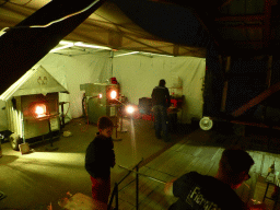 The `Glowblow` glassworks at the Philitelaan street during the GLOW-NEXT festival, by night