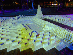 Sculpture at the Torenalle street during the GLOW-NEXT festival, by night