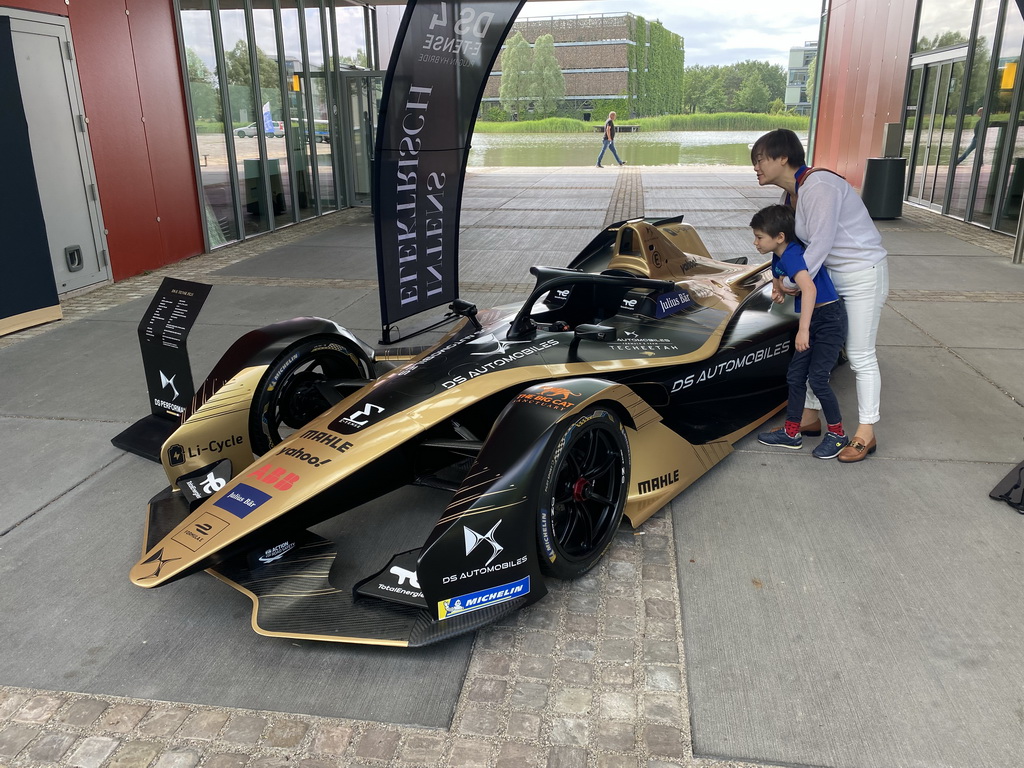 Miaomiao and Max with a Formula E car at the Strip area at the High Tech Campus Eindhoven, during the High Tech Campus Eindhoven Open Day 2022