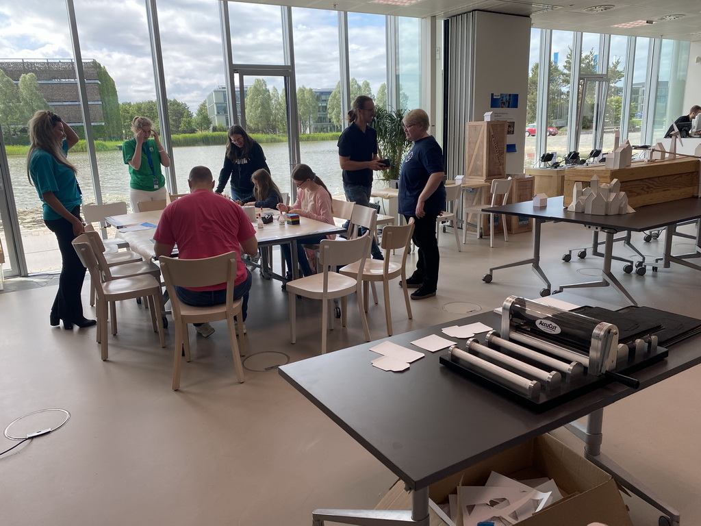 People building and drawing things at the Conference Centre at the Strip area at the High Tech Campus Eindhoven, during the High Tech Campus Eindhoven Open Day 2022