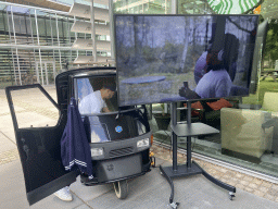 Small car and TV screen at the AlphaBeats demo at the Strip area at the High Tech Campus Eindhoven, during the High Tech Campus Eindhoven Open Day 2022