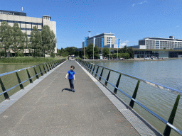 Max on a bridge over the pond at the High Tech Campus Eindhoven, during the High Tech Campus Eindhoven Open Day 2022