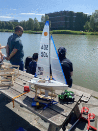 Remote controlled boat next to the pond at the High Tech Campus Eindhoven, during the High Tech Campus Eindhoven Open Day 2022