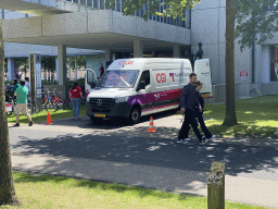 Hacker Escape bus in front of building HTC5 at the Strip area at the High Tech Campus Eindhoven, during the High Tech Campus Eindhoven Open Day 2022