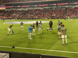 NEC players on the pitch at the Philips Stadium, viewed from the Eretribune Noord grandstand, just before the football match PSV - NEC