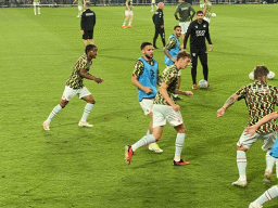 NEC players on the pitch at the Philips Stadium, viewed from the Eretribune Noord grandstand, just before the football match PSV - NEC