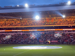 South grandstands at the Philips Stadium, viewed from the Eretribune Noord grandstand, just before the football match PSV - NEC