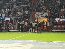 Philips CEO Roy Jakobs receiving an award for the longest sponsorship of the world on the pitch at the Philips Stadium, viewed from the Eretribune Noord grandstand, just before the football match PSV - NEC