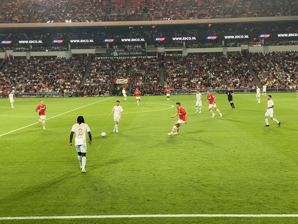 NEC in the attack at the Philips Stadium, viewed from the Eretribune Noord grandstand, during the football match PSV - NEC