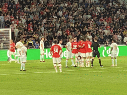 PSV taking a corner kick at the Philips Stadium, viewed from the Eretribune Noord grandstand, during the football match PSV - NEC