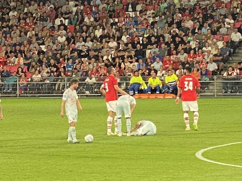 NEC getting a free kick at the Philips Stadium, viewed from the Eretribune Noord grandstand, during the football match PSV - NEC