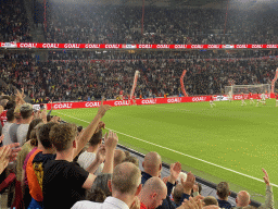 PSV celebrating a goal at the Philips Stadium, viewed from the Eretribune Noord grandstand, during the football match PSV - NEC