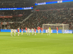 NEC taking a corner kick at the Philips Stadium, viewed from the Eretribune Noord grandstand, during the football match PSV - NEC