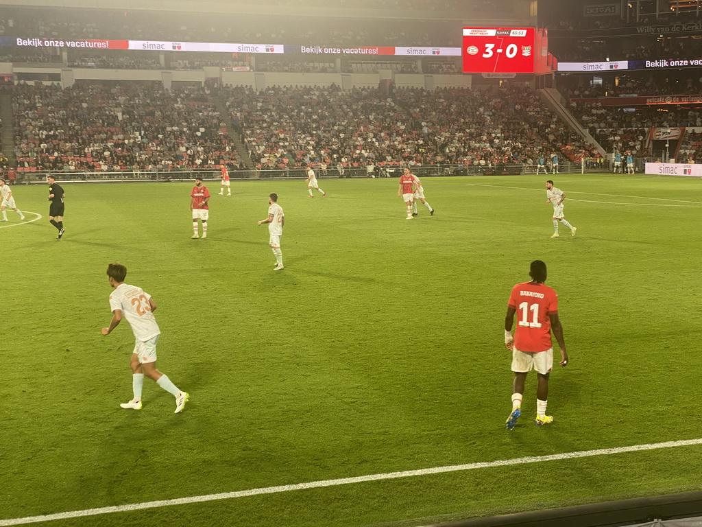 NEC in the attack at the Philips Stadium, viewed from the Eretribune Noord grandstand, during the football match PSV - NEC