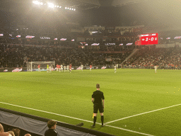 NEC taking a corner kick at the Philips Stadium, viewed from the Eretribune Noord grandstand, during the football match PSV - NEC