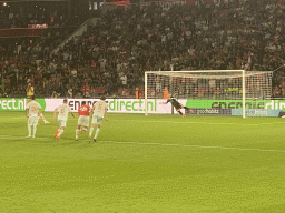 PSV taking a penalty kick at the Philips Stadium, viewed from the Eretribune Noord grandstand, during the football match PSV - NEC