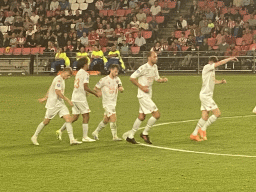 NEC celebrating a (eventually disallowed) goal at the Philips Stadium, viewed from the Eretribune Noord grandstand, during the football match PSV - NEC