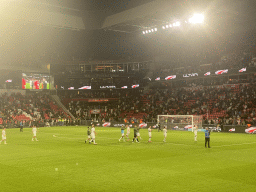 NEC players on the pitch thanking the crowd at the Philips Stadium, viewed from the Eretribune Noord grandstand, right after the football match PSV - NEC