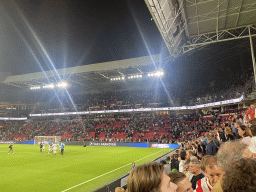 NEC players on the pitch thanking the crowd at the Philips Stadium, viewed from the Eretribune Noord grandstand, right after the football match PSV - NEC