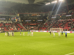 NEC players on the pitch thanking the crowd at the Philips Stadium, viewed from the Eretribune Noord grandstand, right after the football match PSV - NEC