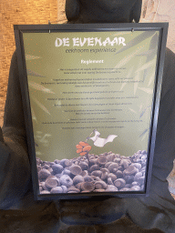 Sign about the Eekhoorn Experience at the lobby of the exotic garden center De Evenaar