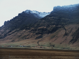 The Eyjafjallajökull volcano, viewed from the rental car on the Hringvegur road