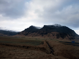 The Eyjafjallajökull volcano, viewed from the rental car on the Hringvegur road