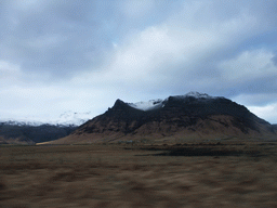 The Eyjafjallajökull volcano, viewed from the rental car on the Hringvegur road