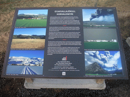 Photographs of the Þorvaldseyri farm and the Eyjafjallajökull volcano before, during and after the eruption of 2010, next to the Hringvegur road