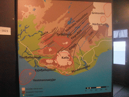 Map of the Eyjafjallajökull and Katla volcanoes and surroundings, at the Þorvaldseyri visitor centre
