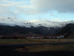 The Þorvaldseyri farm and the Eyjafjallajökull volcano, viewed from the Hringvegur road