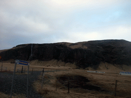 Waterfall on the southwest side of the Eyjafjallajökull volcano, viewed from the rental car to Reykjavik