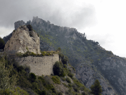 Rock at the Moyenne Corniche road from Nice and the town of Èze, viewed from a parking place along the road