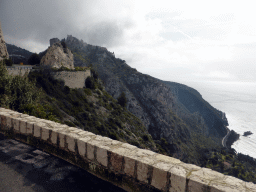 Rock at the Moyenne Corniche road from Nice and the town of Èze, viewed from a parking place along the road