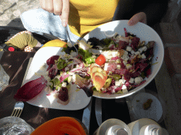 Salad at the Restaurant Le Nid d`Aigle at the Rue du Château street