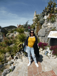 Miaomiao and castuses at the path at the Jardin d`Èze botanical garden leading to the castle ruins