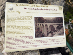 Information on the Pont du Diable bridge, at the castle ruins at the Jardin d`Èze botanical garden