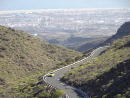 The GC-60 road and the town of Maspalomas with the Maspalomas Dunes, viewed from the Mirador Astronómico de la Degollada de las Yeguas viewpoint