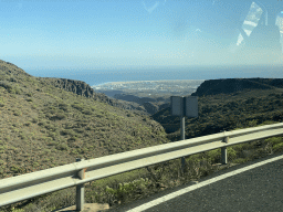 The town of Maspalomas with the Maspalomas Dunes, viewed from the tour bus on the GC-60 road