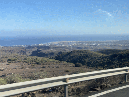 The town of Maspalomas with the Maspalomas Dunes, viewed from the tour bus on the GC-60 road