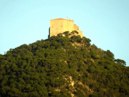 The Sanctuary of Sant Salvador, viewed from the rental car on the Ma-14 road