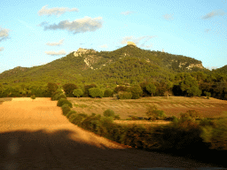 The Sanctuary of Sant Salvador, viewed from the rental car on the Ma-14 road